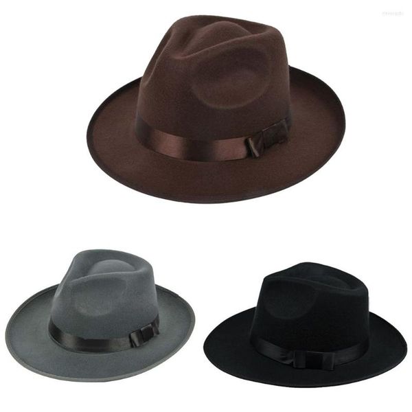 Chapéus de aba larga homens homens mulheres bonés Panamá fedora trilby straight dura feltro preto