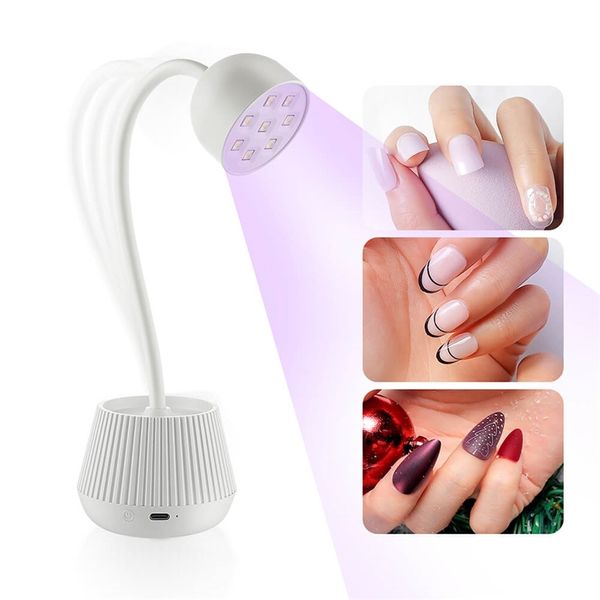 Nageltrockner, Mini-LED-Lampe, 24 W, Trockner für künstliche Maniküre, Nagellack, Kleber, schnell trocknend, UV-Licht, 360 ° biegbares Tischdesign 220909