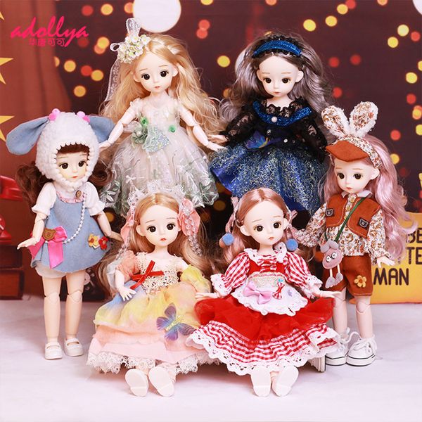 Dolls adollya 30cm Fashion Doll 1 6 BJD com belas brinquedos de roupas para meninas cabelos longos Princesa Garota de Natal 220912