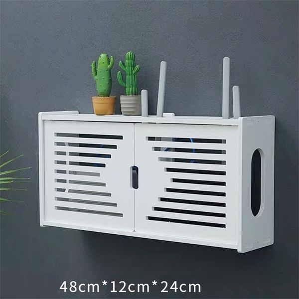 Aufbewahrungskörbe Große kabellose WLAN-Router-Aufbewahrungsbox PVC-Panel Regal Wandbehang Plug Board Halterung Kabelspeicher Organizer Home Decor 220912