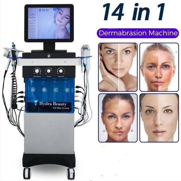 Máquina facial de hidra profissional Dermoabrasão Peelig Skin Limpation Tratamento de face Ultrassom RF Microdermoabrasão Oxigênio Pistola Remoção