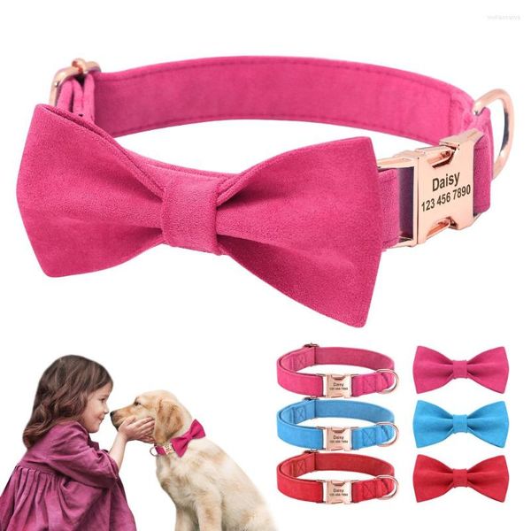 Colarinhos de cachorro colarinho personalizado fofo bowknot de pet colar anti-perdido com acessórios de gravata borbole