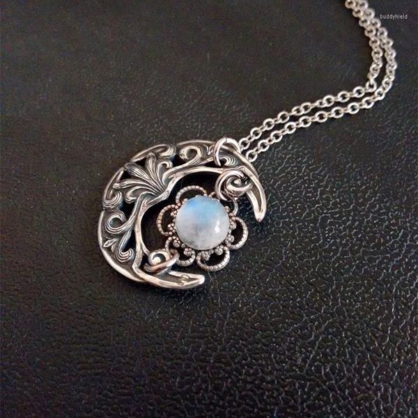 Collane con ciondolo Creative Vintage Moonstone Witchy Women Party Wiccan Jewelry Chain Statement Collana regalo di compleanno all'ingrosso