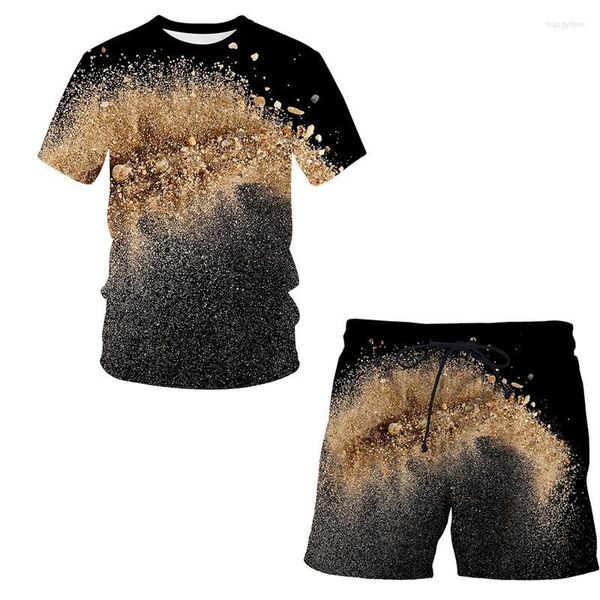 Tute Splash Tie Dyeing Estate Stampata in 3D T-shirt da uomo Pantaloncini Set Tuta sportiva O Collo Manica corta