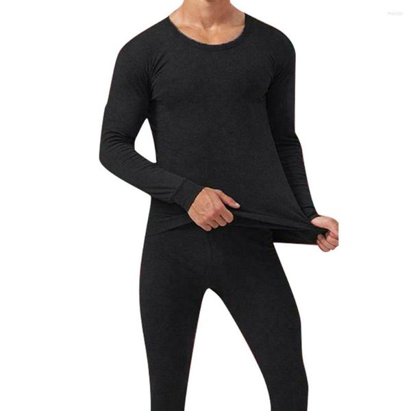 Roupas masculinas de traje de pilão masculina térmica elástica sem costura desgaste de cor sólida de cor quente e esbelta para inverno para venda