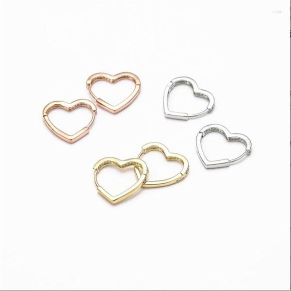 Orecchini a cerchio in vero oro color rame placcato cuore di cristallo per le donne piercing geometrici dichiarazione di gioielli per ragazze