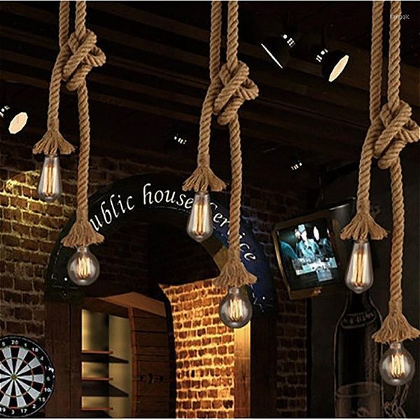 Pendelleuchten American Style Country E27 LED Modern Rope Cafe Bar Single Head Double Restaurant Industrie Retro Lampe