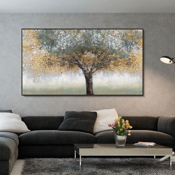 Pintura de lonvas abstrata árvores marrons impressas em poster nórdico de arte de parede de plantas e estampas para a sala de estar Cuadros Decor sem moldura