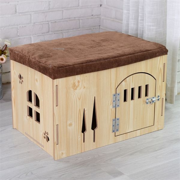 Cenéis de canais de madeira cães de capa de cantaneda de madeira de madeira da sala de estar interna Cats Casas Four Seasons Universal Dog Cage para Pet Puppy Nest Supplies 220912