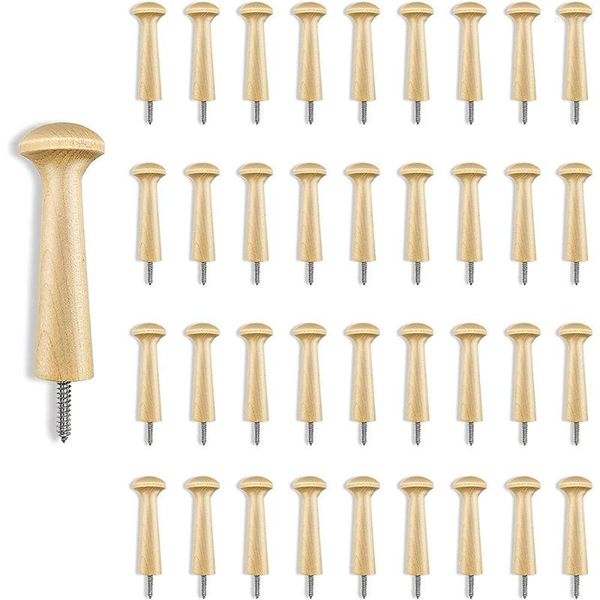 Ganci 36PCS Picchetti in legno con viti per legno - 3,7 pollici su picchetti - Rastrelliere per appendere vestiti, cappelli, asciugamani, multiuso