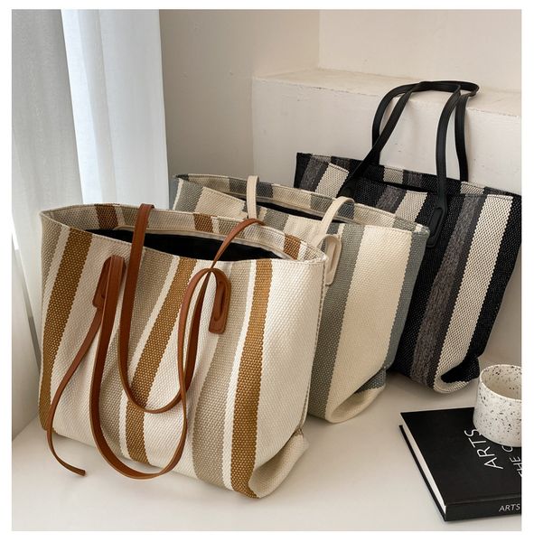 HBP versione coreana borse a tracolla da donna di grande capacità da donna 2023 nuove semplici strisce verticali borsa tote casual moda borsa shopping bag