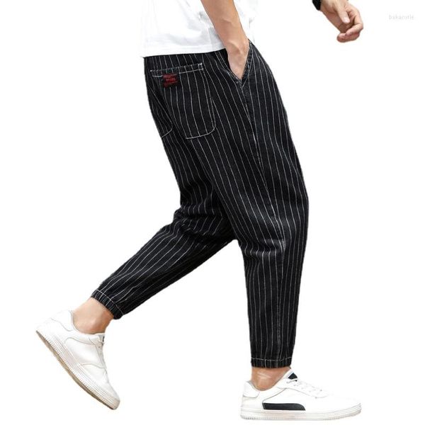 Pantaloni da uomo Autunno Inverno Jeans da uomo Harlan Gamba elastica a righe Abbigliamento casual in estate Uomo Streetwear Baggy Punk