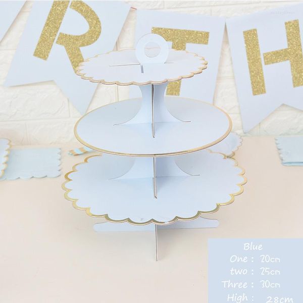 Forniture per feste Carta per torte Stand Tea Time Cupcake Rosa Blu Menta Verde Portapiatti Matrimonio Compleanno Baby Shower Decorazione 30 35CM