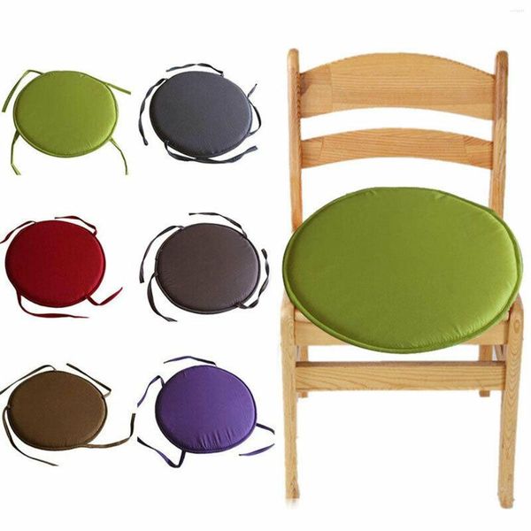Yastık 38cm düz renkli yuvarlak dairesel bahçe sandalye pedleri açık bistro tabure veranda ev yemekleri için çıkarılabilir kravat-on koltuk