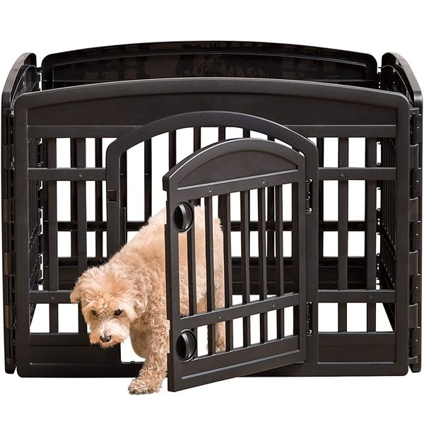 Canelas Canetas Cão Dog 4 Painel Cage de metal dobrável com porta para canela de cachorro de canil interno Practice Pray de gaiola de cachorro dobrável nos EUA 220912