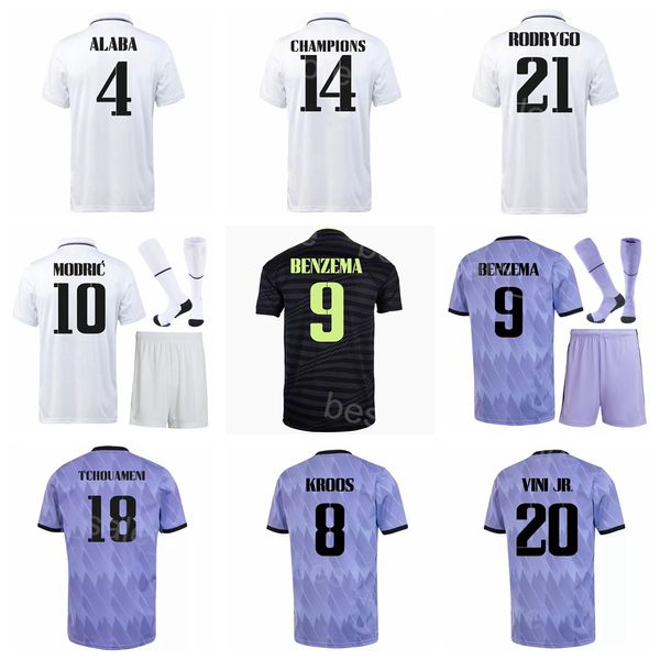 Club Men Youth Soccer 10 Luka Modric Jersey Conjunto 8 Toni Kroos 7 Eden Hazard 20 Vinicius Junior 9 Karim Benzema 18 Aurelien Tchouameni Sport Football Shirt Kits Huangma