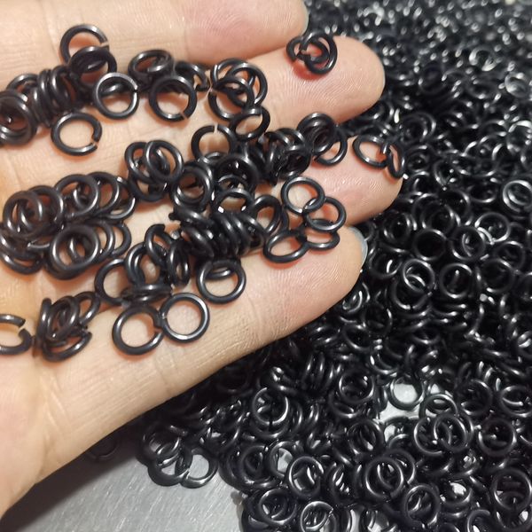 Lote 100pcs Black Circle Circle Jump Ring Abrir an￩is divididos