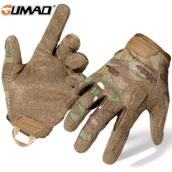 Five Fingers Luves Men Camuflando luvas táticas de dedos cheios de ar -exército Airsoft Esportes Militares de Hunting Caminhando Bicicleta Mittens de Paintball 220909