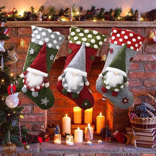 Decorações de Natal 3D Meias Santa Doll Socks Saco de Presente de Natal para casa 220912
