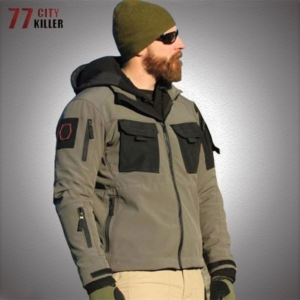 Mens jaquetas de casca de casca macia Homens táticos homens Militar agente especial à prova de vento Jackets de carga multipockets de carga ao ar livre Casaco de combate SWAT 220912