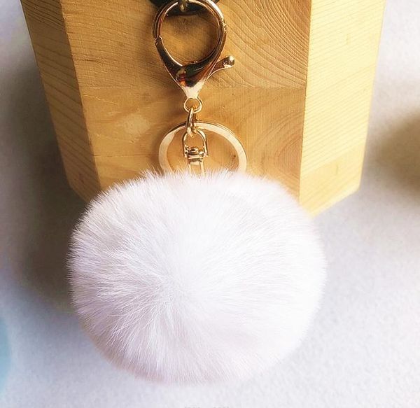 Fluffy finta pelliccia di coniglio palla portachiavi donne ragazze auto sacchetto di scuola carino pompon catena chiave 15 colori 8 cm accessori gioielli nuovi