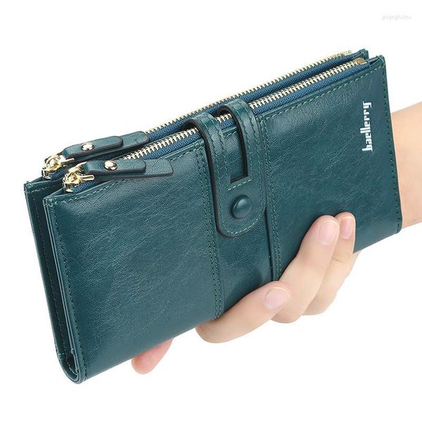 Carteiras 2022 Nome Mulheres Moda Longa Couro Top de qualidade Titular Classic Female Female Purse Zipper Brand Wallet para