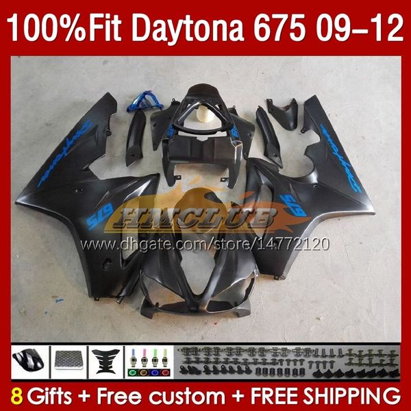 Mold￵es de inje￧￣o para Daytona 675 675r 2009-2012 Bodys 150NO.16 Daytona675 09 10 11 12 Bodywork Daytona 675 R 2009 2010 2012 2012 OEM Fairing Kit Flat Blue Black Black Black