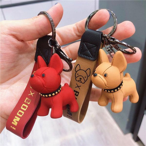 Chaveiros engraçados de resina Bulldog porta-chaves de animal fofo porta-chaves berloque berloque acessórios para cães pingente estilo punk