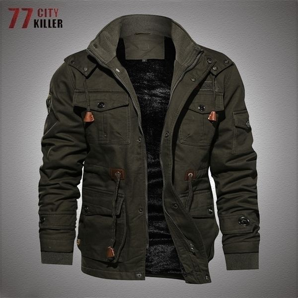 Herren Jacken Winter Fleece Warme Jacke Männer Military Dicke Casual Mit Kapuze Windjacke Mäntel Herren Bomber Cargo Parkas Outwear Jaqueta Masculina 220912