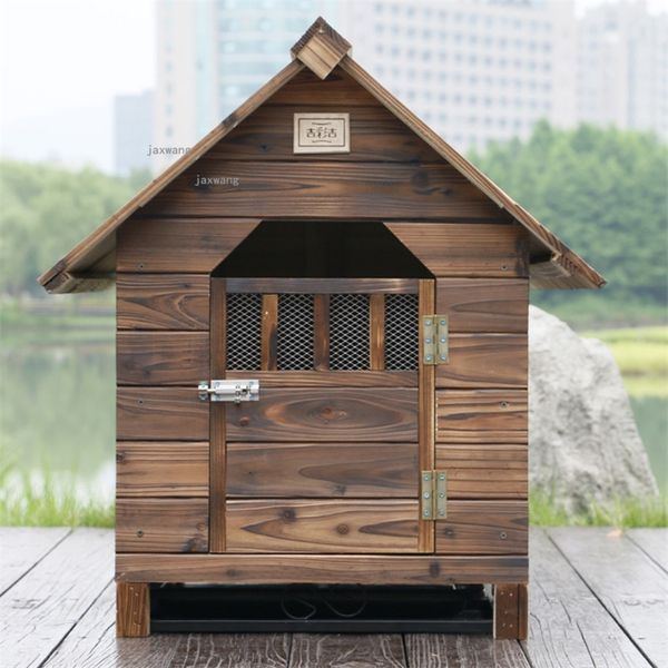 Zwinger Stifte Outdoor Garten Holz Hundevilla Regensichere Haustierhütten Innenterrasse Katzenhäuser Vier Jahreszeiten Universeller Hundekäfig mit Toilette 220912