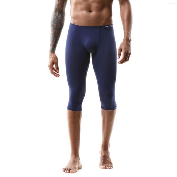 Shorts masculinos homens elásticos cientias magras magras bulge bolsa curta o treino esportivo de roupas de banho atléticas