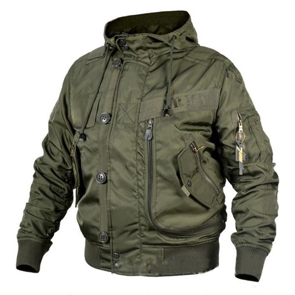 Erkek ceket tarzı açık askeri fan kapüşonlu stant yaka safari tarzı ma1 erkek bombacı ceket uçuş ceketi ordusu yeşil ceket 220912