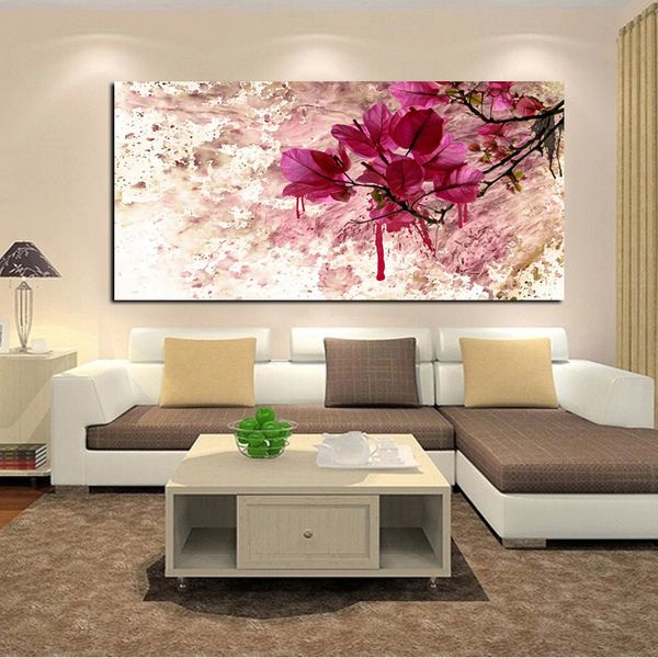 Pintura a óleo moderna abstrato sem moldura paisagem de flores hd impressão na lona arte de parede cuadros picture para sala de estar