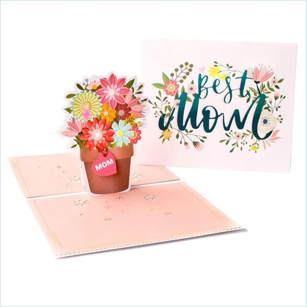 Grußkarten Msee Pics Day Grußkarten Postkarte 3D Up Flower Mom Alles Gute zum Geburtstag Einladung Individuelle Geschenke Segen Papier U3 Dr Dhk0W