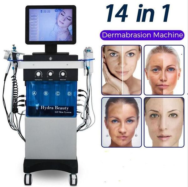 Resultado direto 13 em 1 máquina de dermoabrasão facial hydra peeling de água jato de oxigênio hidro ffacial equipamento de cuidados com a pele de limpeza profunda