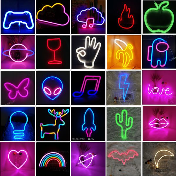 LED Neon Gl￼hbirnen Musik Note Lichter Nacht Licht Konzert Wandlampe Schlafzimmer Batterie USB -N￤chte f￼r Party