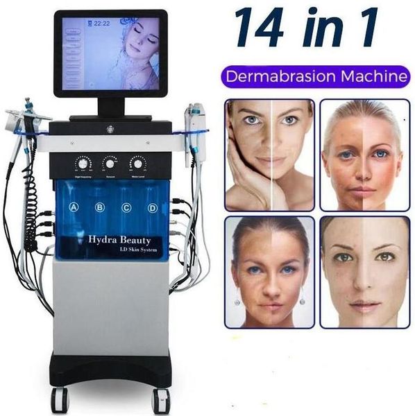 2022 Máquina facial Dermoabrasão Peelig Limpeza de limpeza Tratamento de face Ultrassom RF Microdermoabrasão de oxigênio Pistola Remoção de rugas de acne