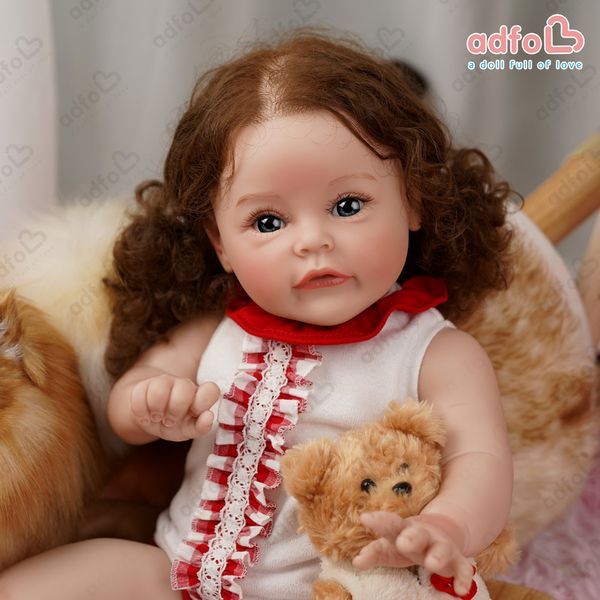 Bambole ADFO 22 pollici Sue Reborn Baby Girl Doll Realistico Vinile Silicone Alive Bambino Capelli radicati LoL Regalo di Natale per ragazze 220912