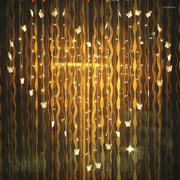 Strings yiyang 2x1.6m Borbolefly Shape Led String Lights 34 corações Multicolor Holiday Wedding Decoracao Curtain Lâmpadas Eu