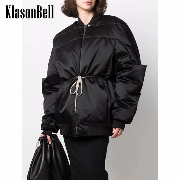 Womens Down Parkas 95 KlasonBell High Street Black Drawstring LaceUp Collect Waist Down Coat Donna 220912