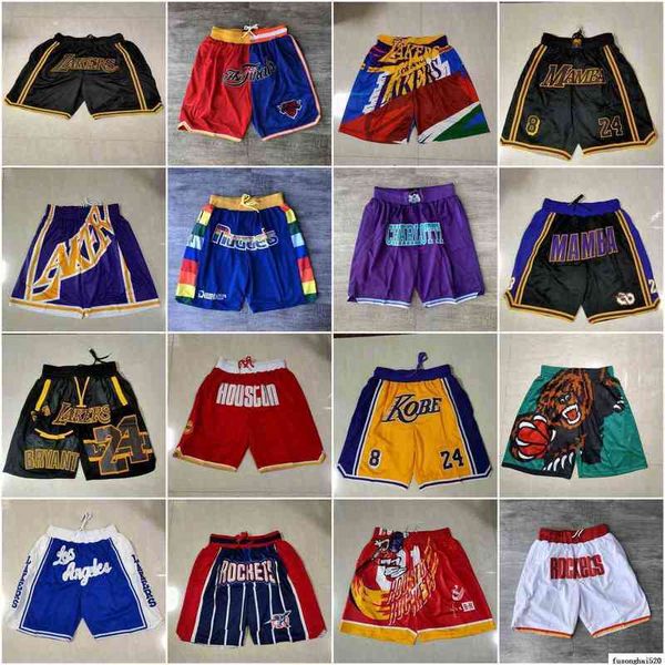 2021 Team Basketball Short City Version Don Bear Sport Shorts Hip Pop Hose mit Tasche Reißverschluss Jogginghose Lila Weiß Bck Blau Rot Gelb