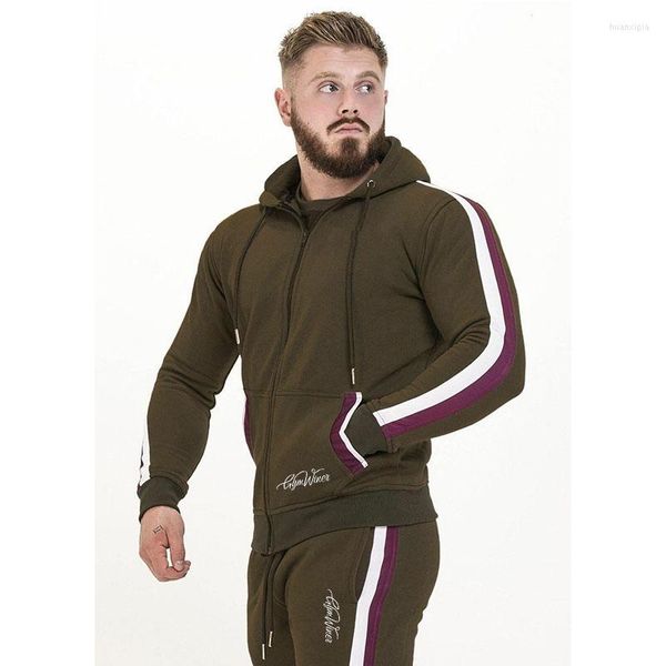 Erkeklerin Trailtsits Gym Winer Sportwear Suit Sweatshirt Takip Leisure Setleri fermuar dış giyim 2 adet kapüşonlu kazak kalem pantolon erkekler