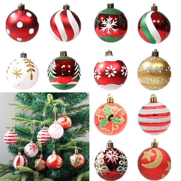 Decorações de Natal 6pcs box árvore pingente de bola colorida Presentes Ano 2023 Navidad Decoração de casa Noel Xmas Ornament 220912
