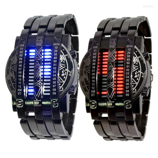 Avanadores de pulso Homem de luxo Relógios da moda Sport Sport Men Women Creative Stainless Aço Led Data Bracelet Watch Binária Wristwatch