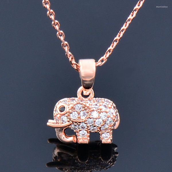 Collane con ciondolo LEEKER Collana con elefante carino per donna Catena color argento in oro rosa sul collo Accessori per girocollo gioielli di moda 774 LK6