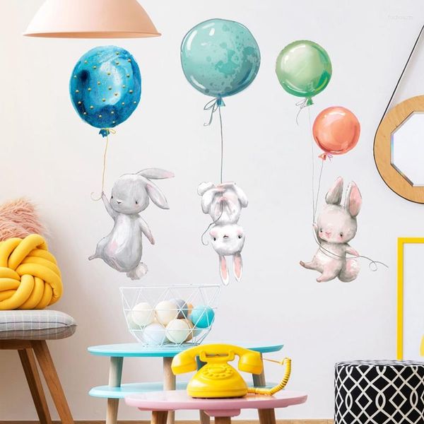 Wandaufkleber Ballon Aquarell Kinderzimmer Aufkleber DIY Cartoon Tier Neutrale Dekoration für Kinderzimmer