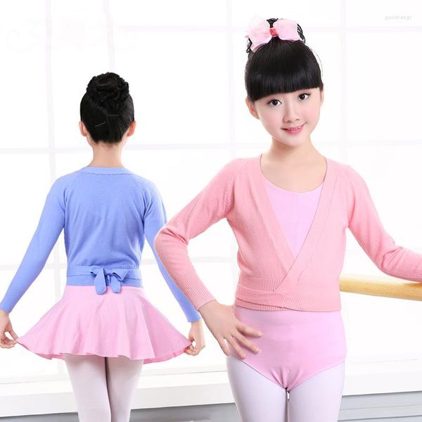 Abbigliamento da palcoscenico Inverno Autunno Caldo Bambino Ragazze Balletto Avvolgere Maglione Cardigan Abiti da ballo Cintura a maniche lunghe per bambini