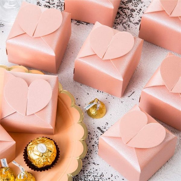 Presente Wrap Favor Favor Papel Pearl Box Bulk with Heart Bow Party Favor Box Candy Wedding Birthday Party Gift Box Pack of 100 220913