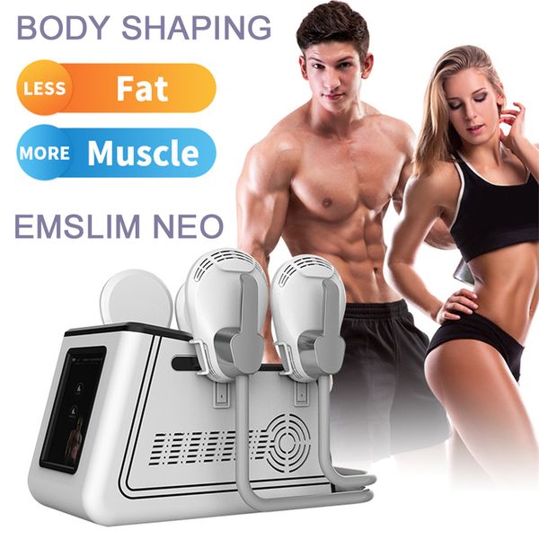 4 Maniglie EMS Macchina dimagrante EMSLIM Neo Body Sculpting Rimozione del grasso Riduzione della cellulite Hi-Emt Attrezzatura per il sollevamento dell'anca Stimolatore muscolare per uso domestico e spa