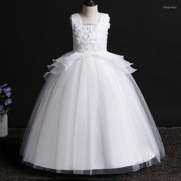 Mädchen Kleider Kinder Blume Hochzeit Party Kleid Kleidungsstück Peng Walking Show Klavier Vorsitz Lange